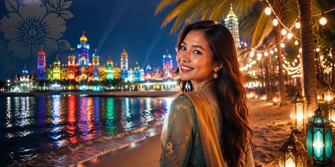 Suasana hiburan kasino sempena Hari Raya di Malaysia dengan tema perayaan